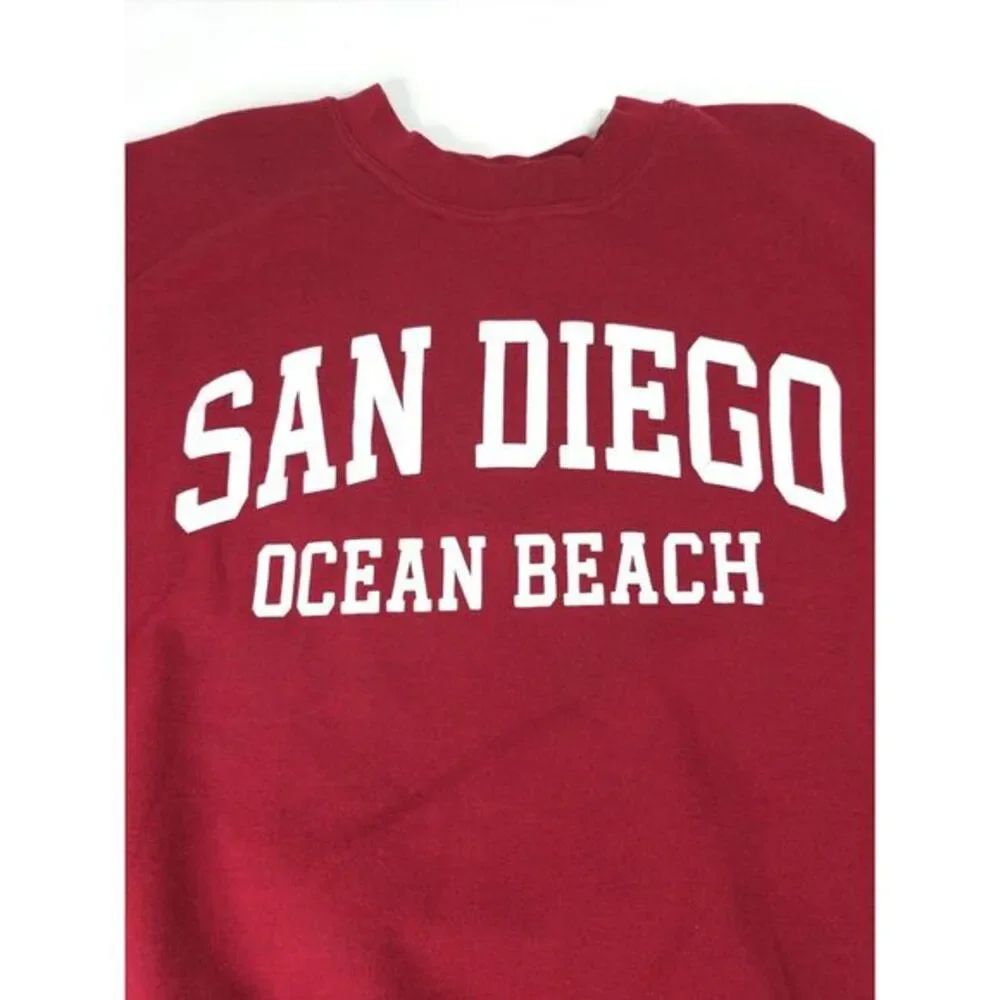 Vtg MV Sport Red San Diego California Ocean Beach Sweater M Medium
